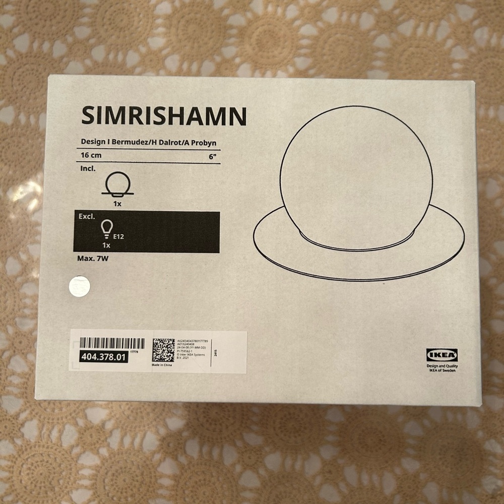 Ikea SIMRISHAMN Table lamp / Wall Sconce, chrome plated/opal glass 6” NEW